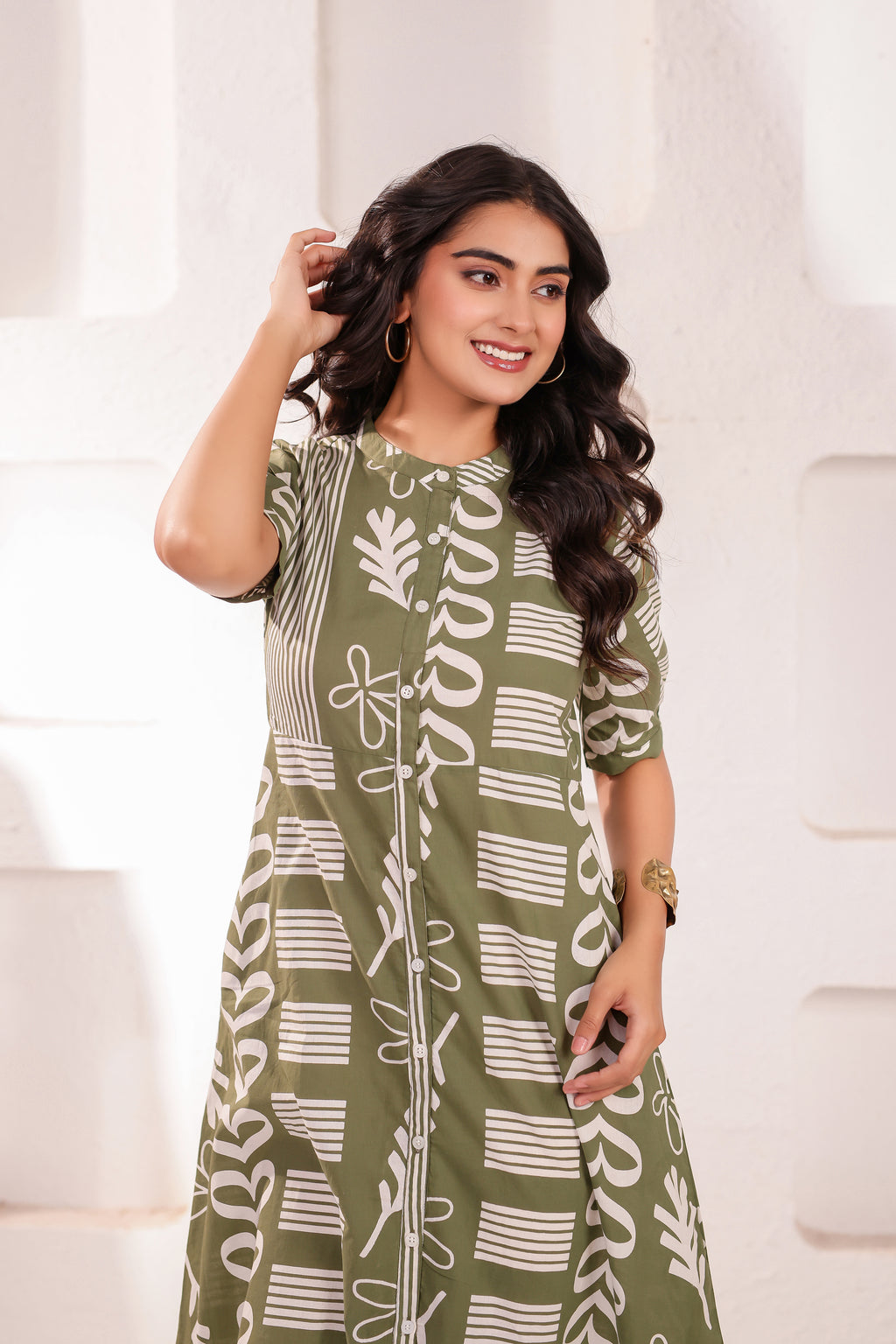Stylish A-Line Designed Midi Dress
