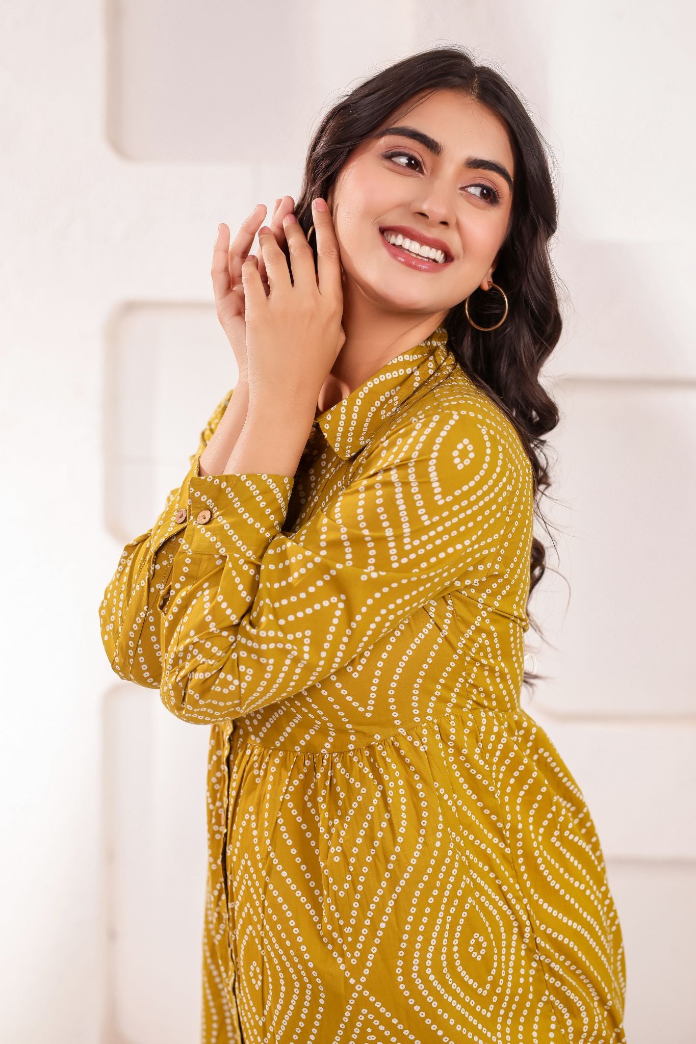 Premium Designer Bandhej Printed Midi Dress