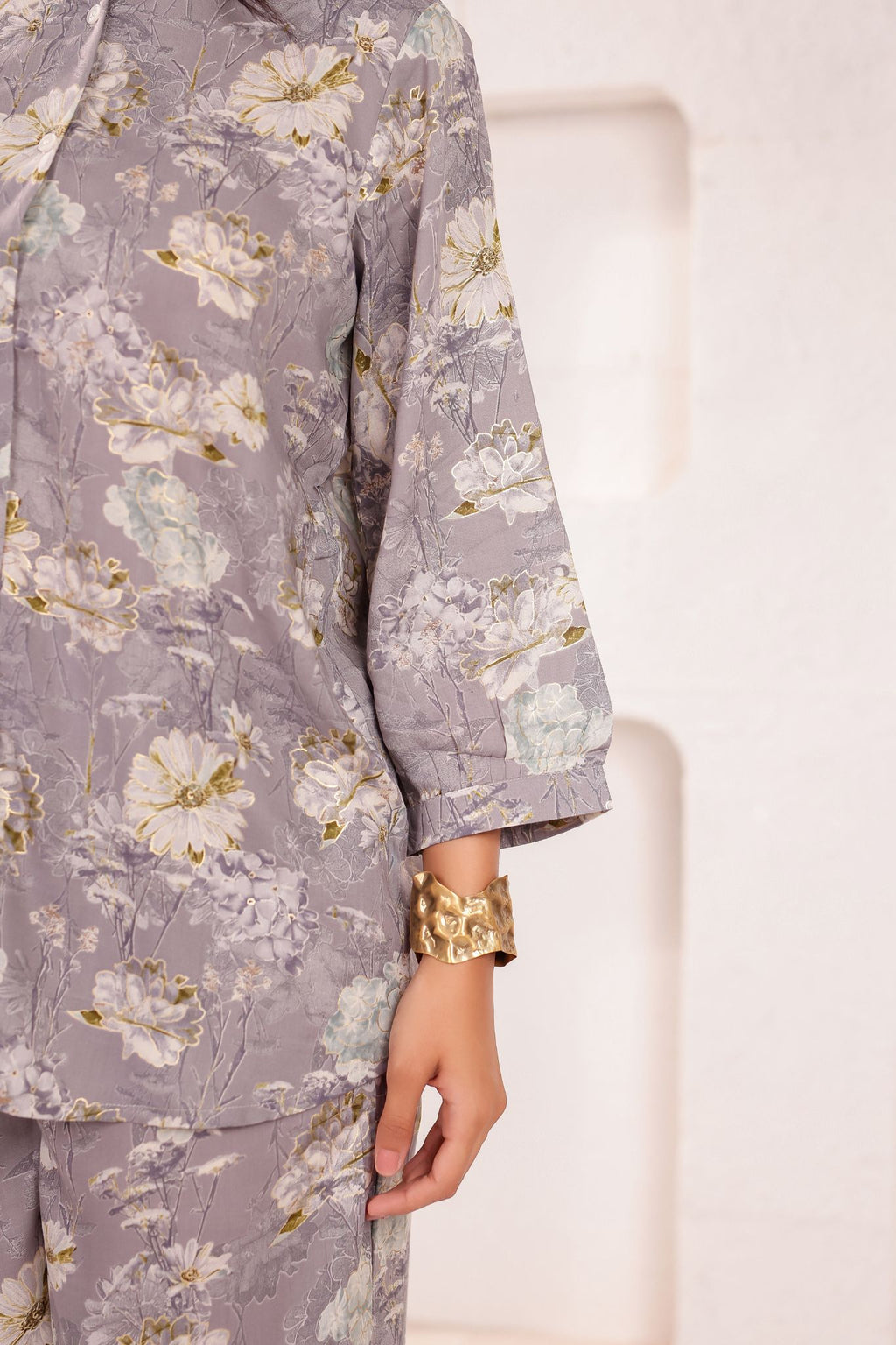 Floral A-Line Chinese Collar Printed Co-ord Set