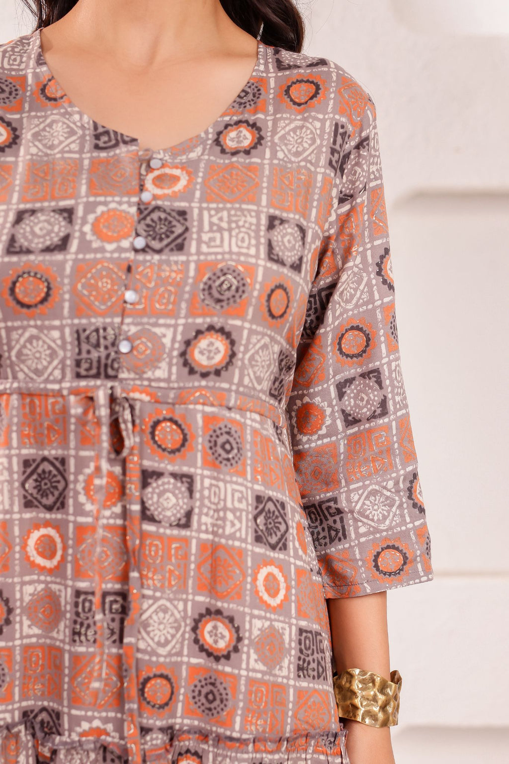 Trendy A-Line Designed Midi Dress