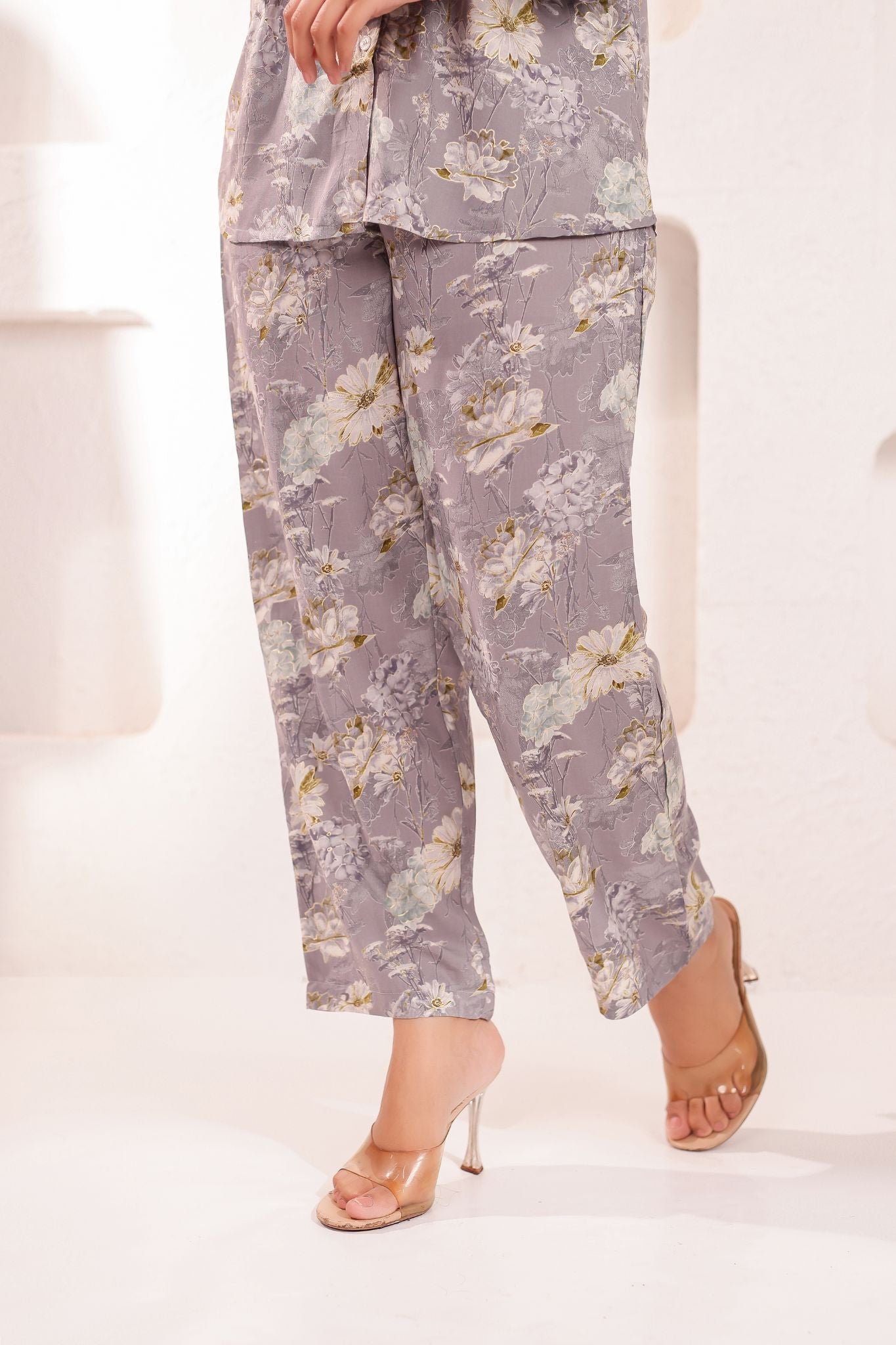Floral A-Line Chinese Collar Printed Co-ord Set