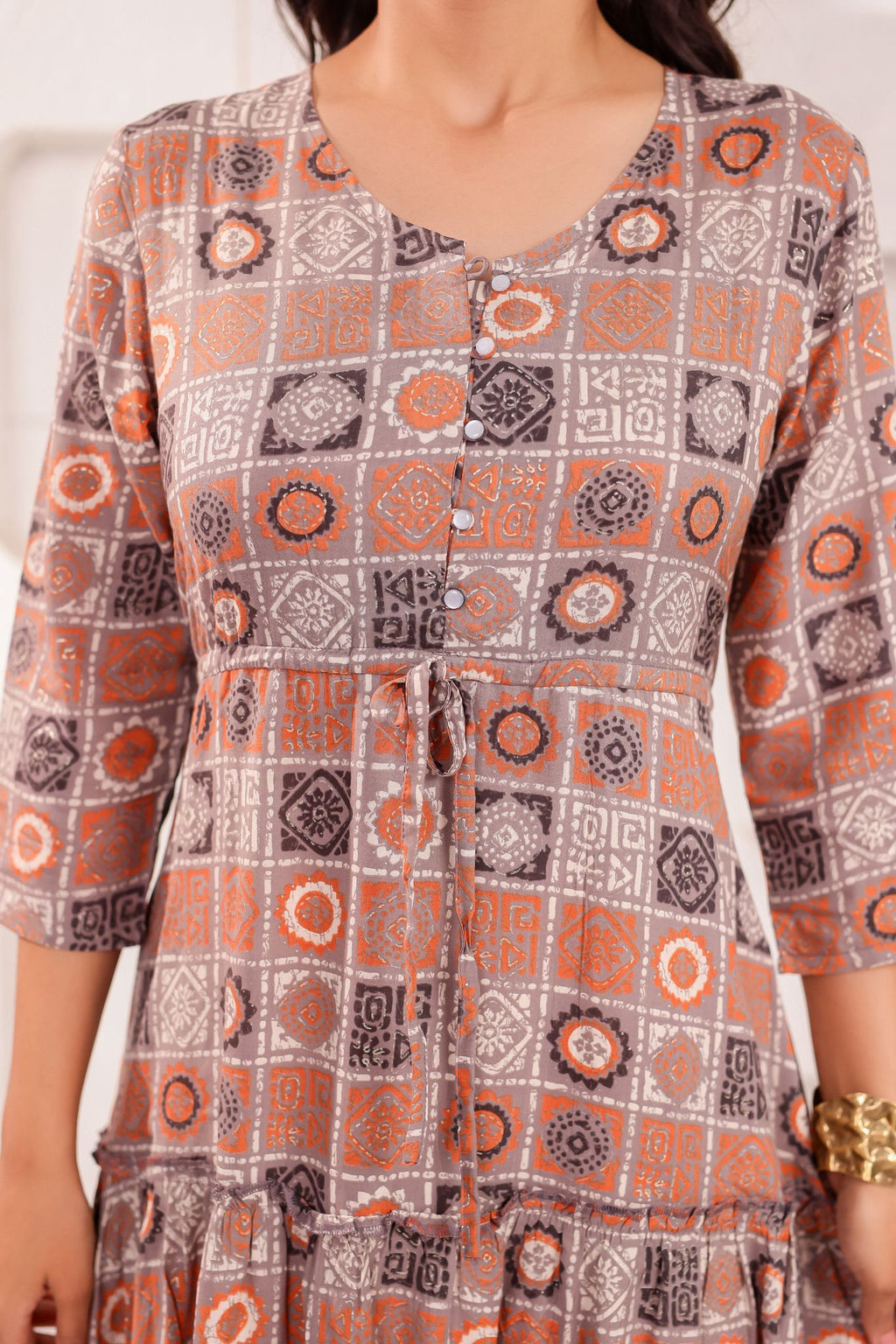 Trendy A-Line Designed Midi Dress