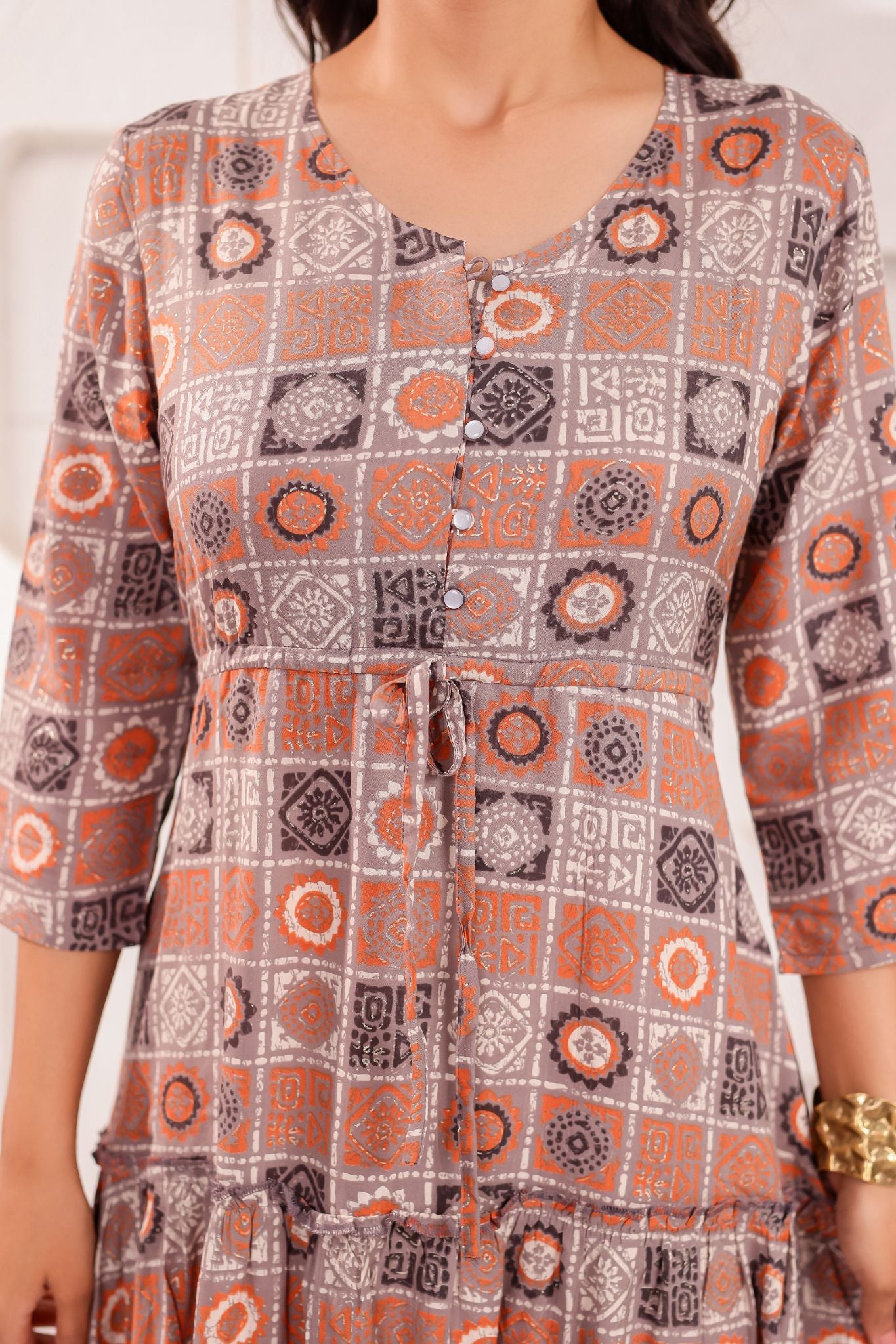 Trendy A-Line Designed Midi Dress