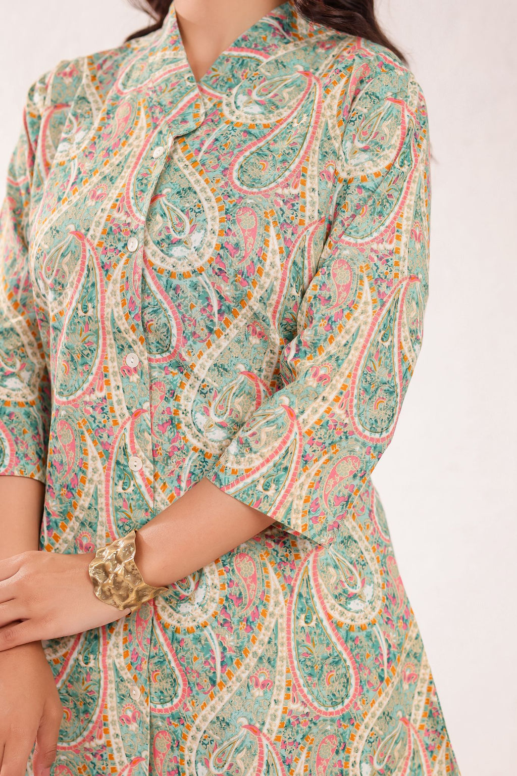 A-Line Classic V-neck Printed Co-ord Set