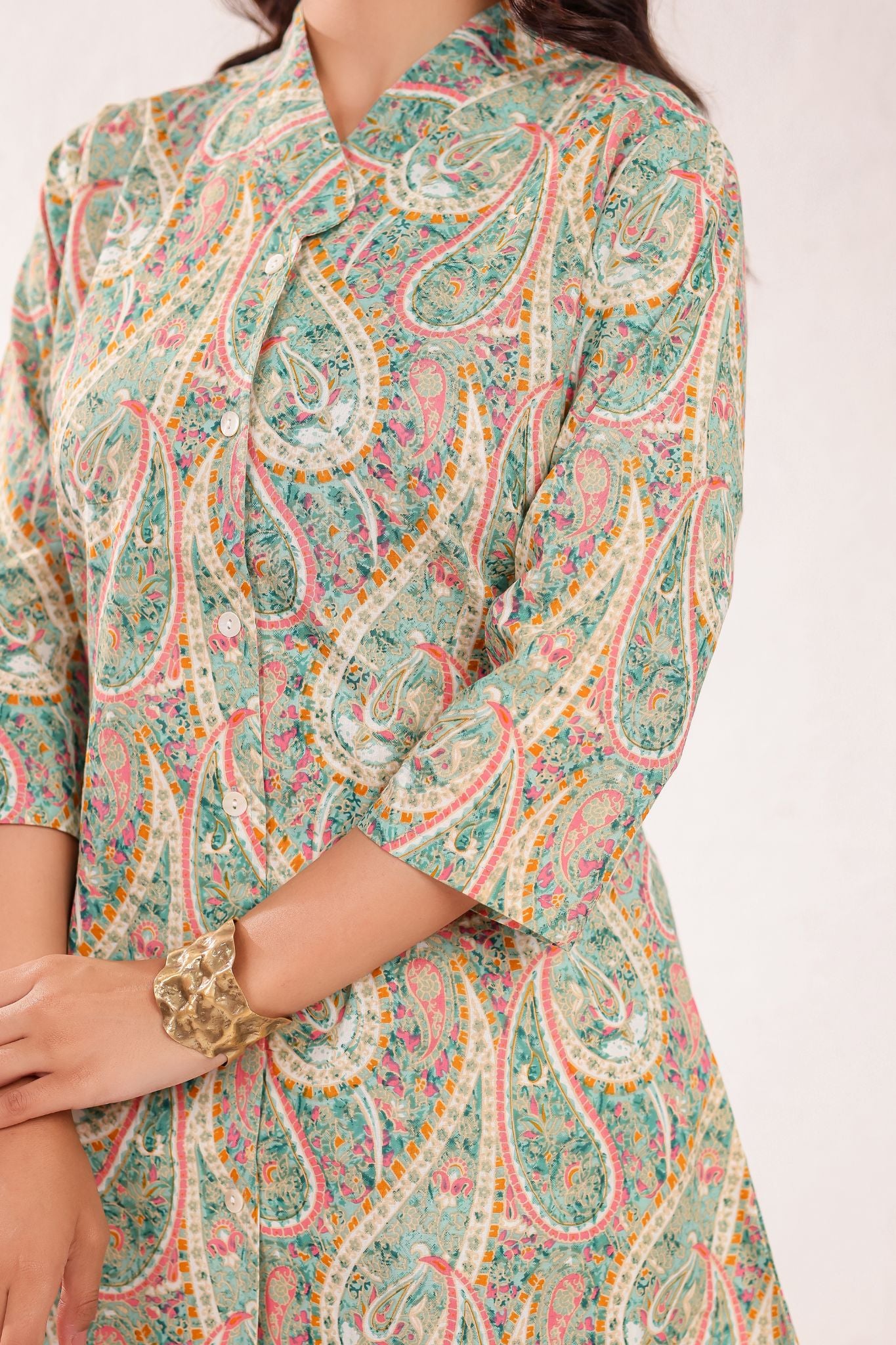 A-Line Classic V-neck Printed Co-ord Set