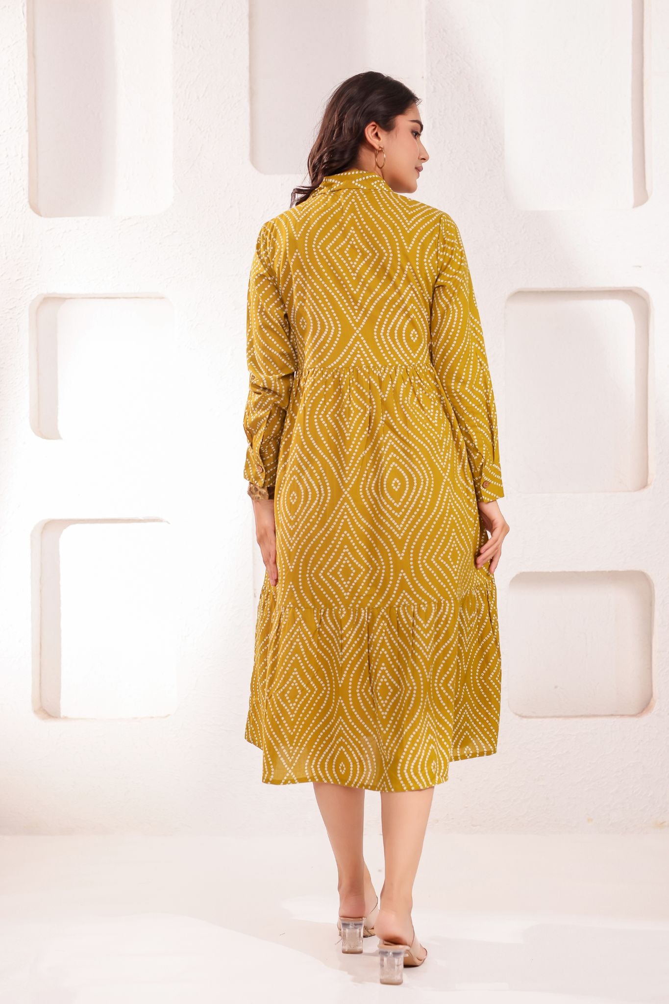 Premium Designer Bandhej Printed Midi Dress