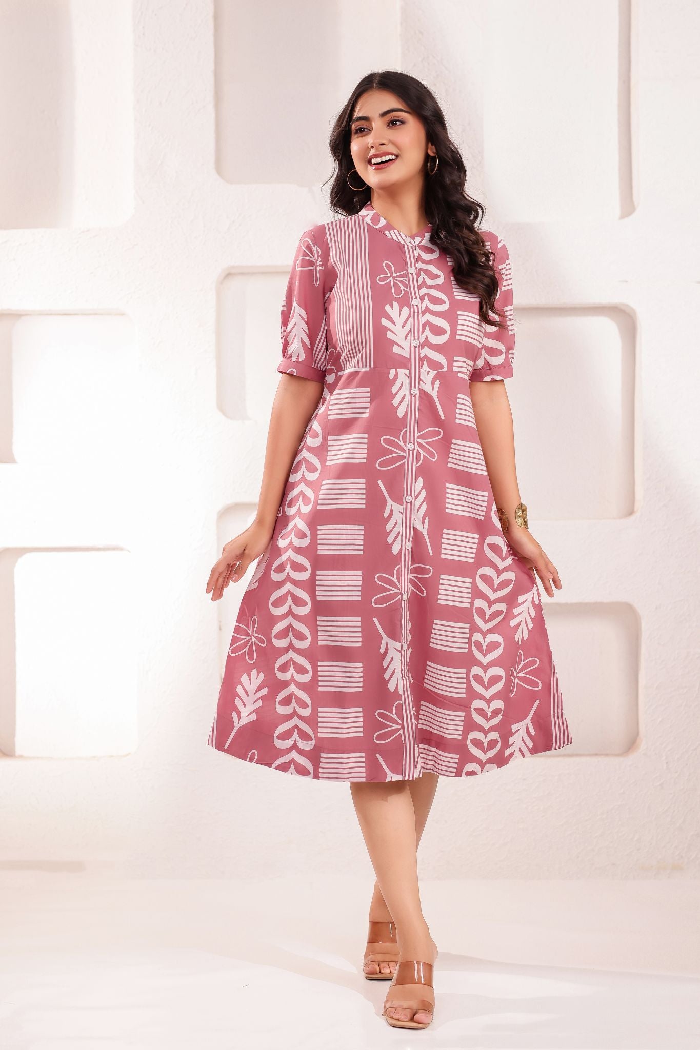 Stylish A-Line Designed Midi Dress