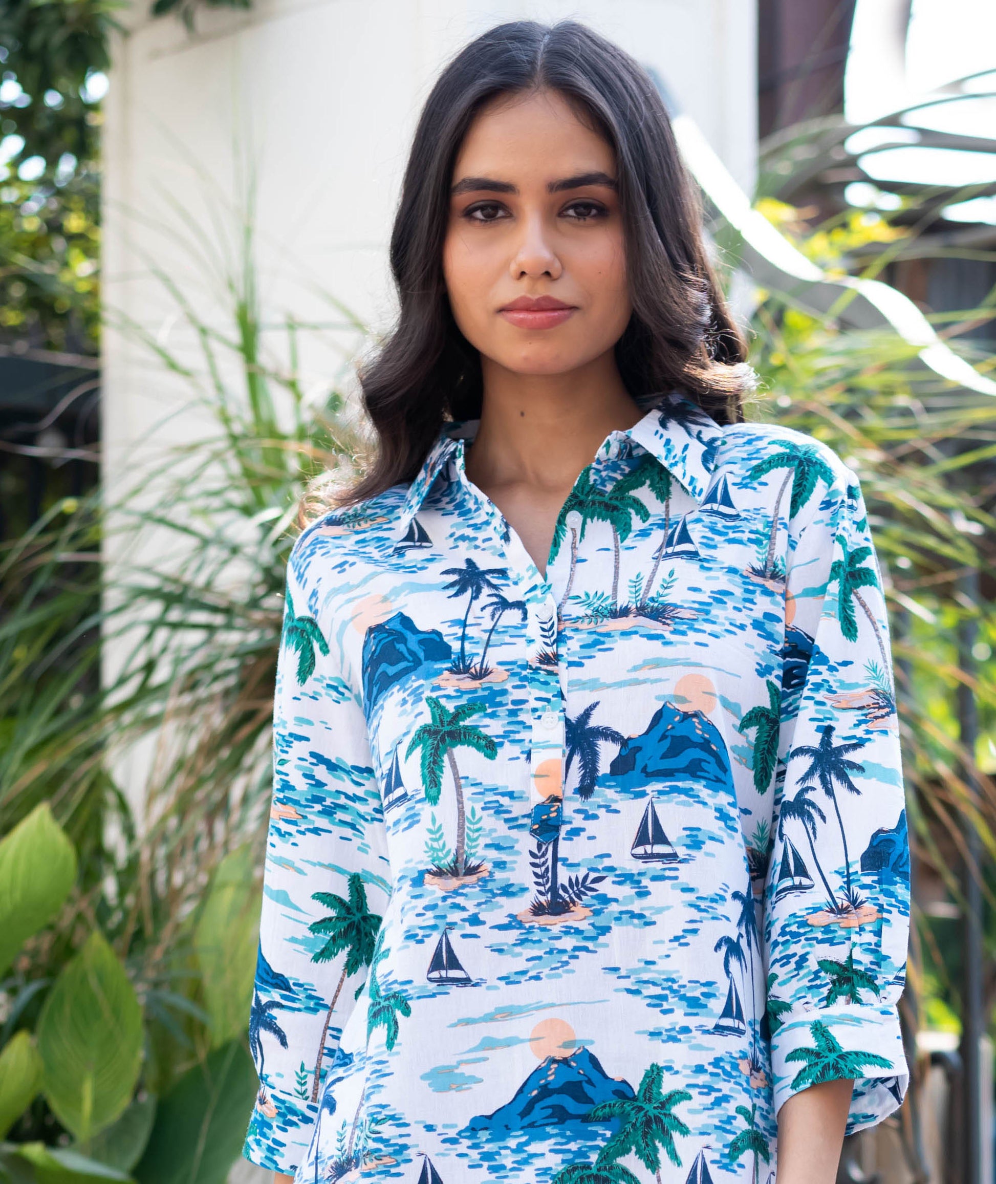 Tropical Island Print Cotton Coord Set