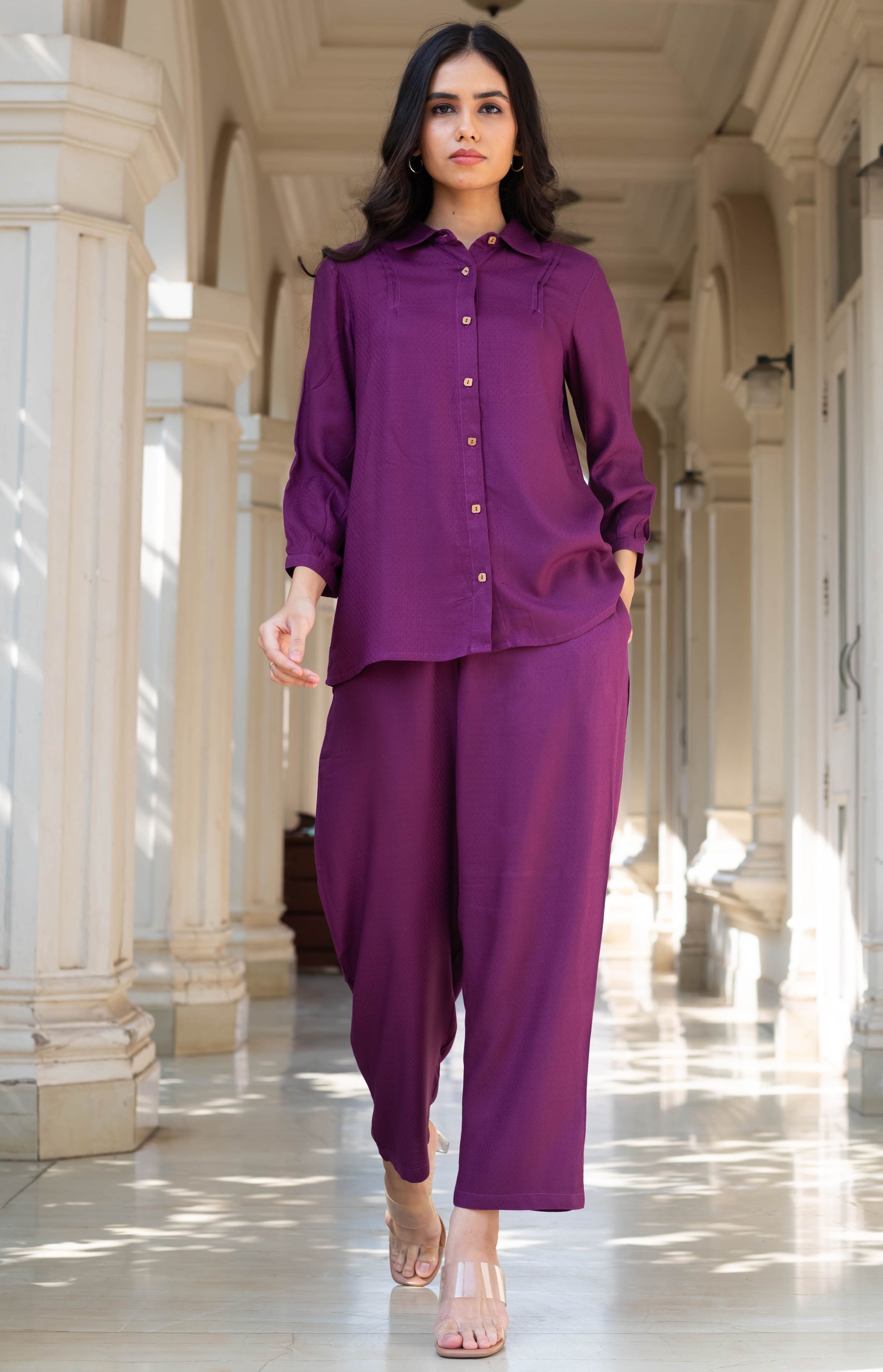 Regal Plum Shirt Coord Set