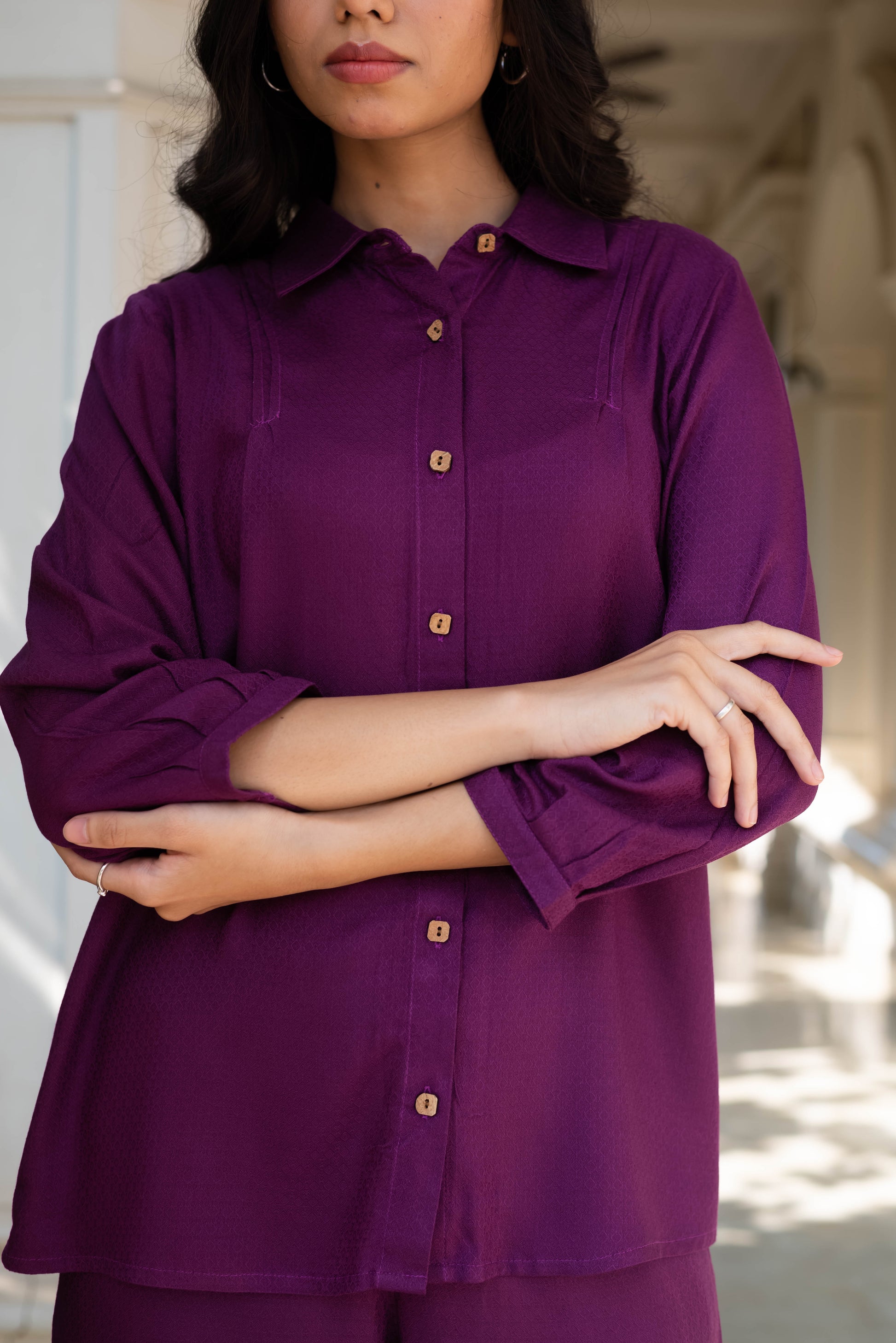 Regal Plum Shirt Coord Set