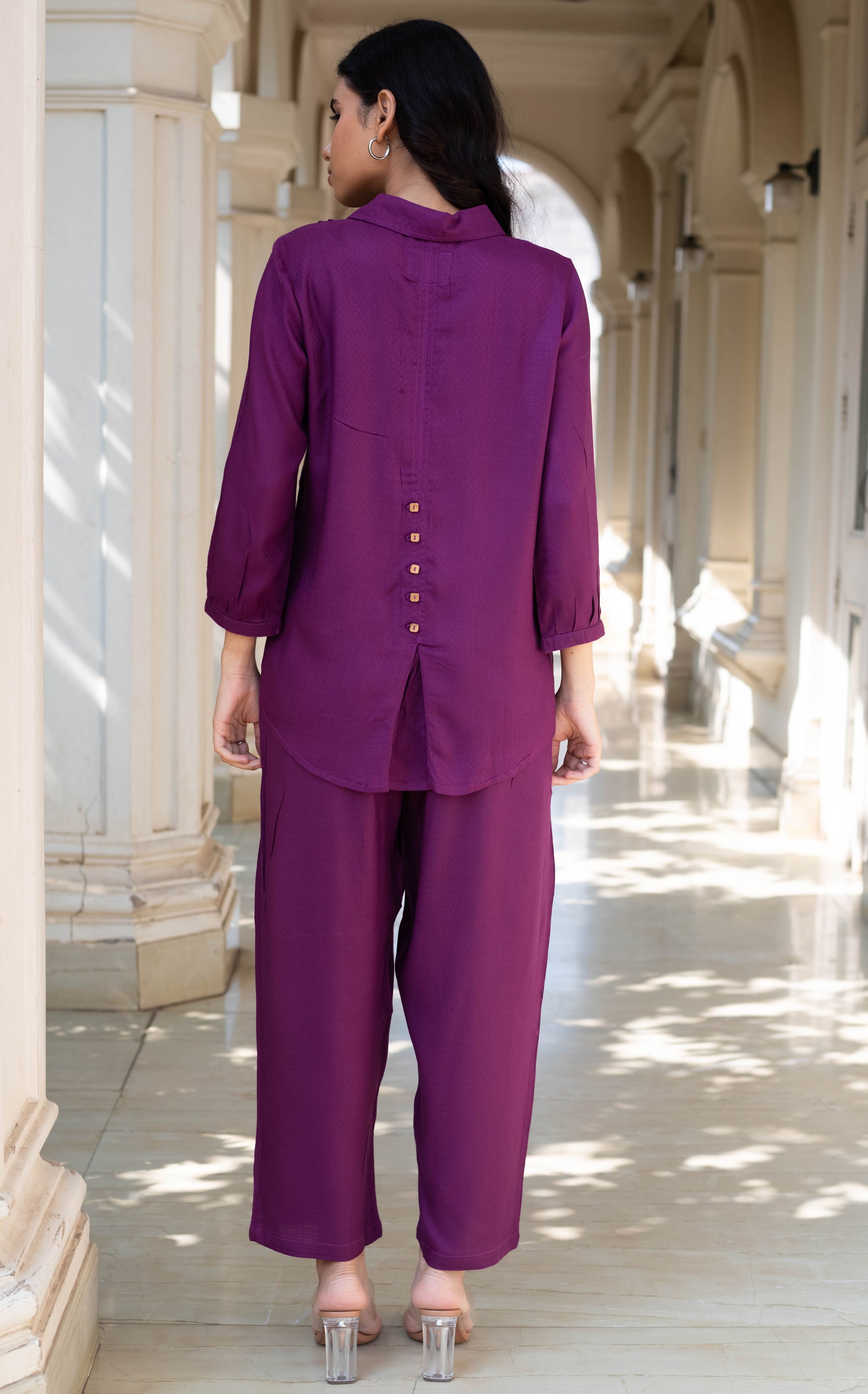 Regal Plum Shirt Coord Set