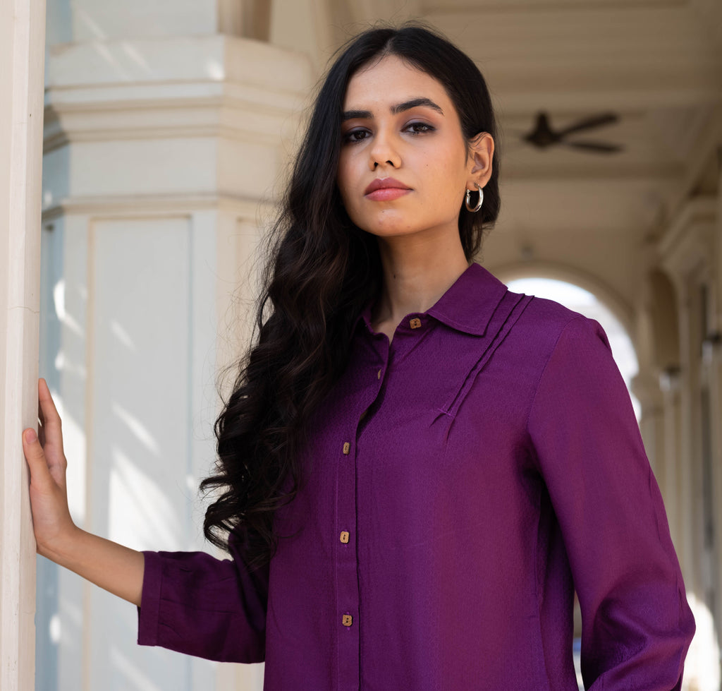 Regal Plum Shirt Coord Set