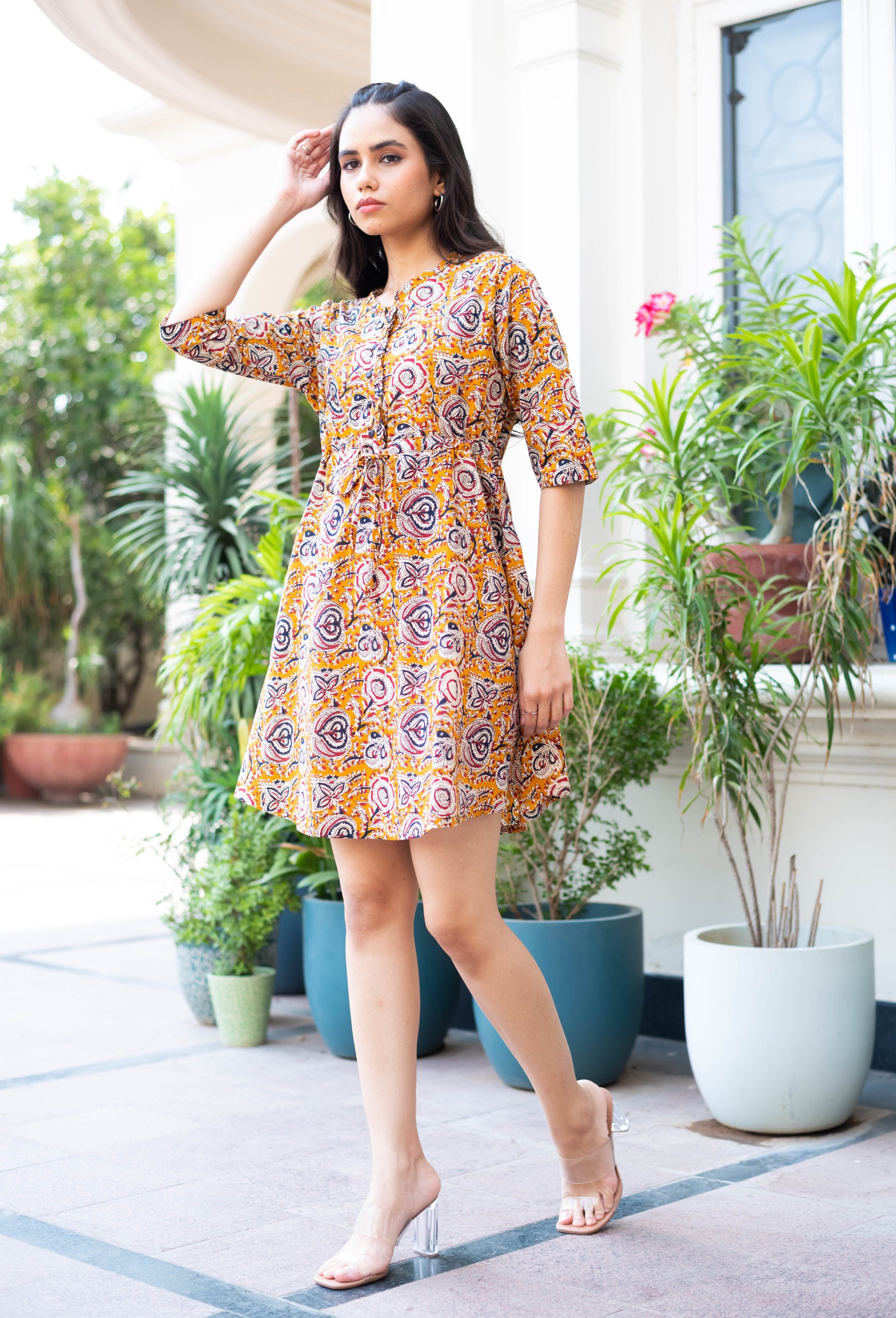 Boho Bloom Printed Short Dress