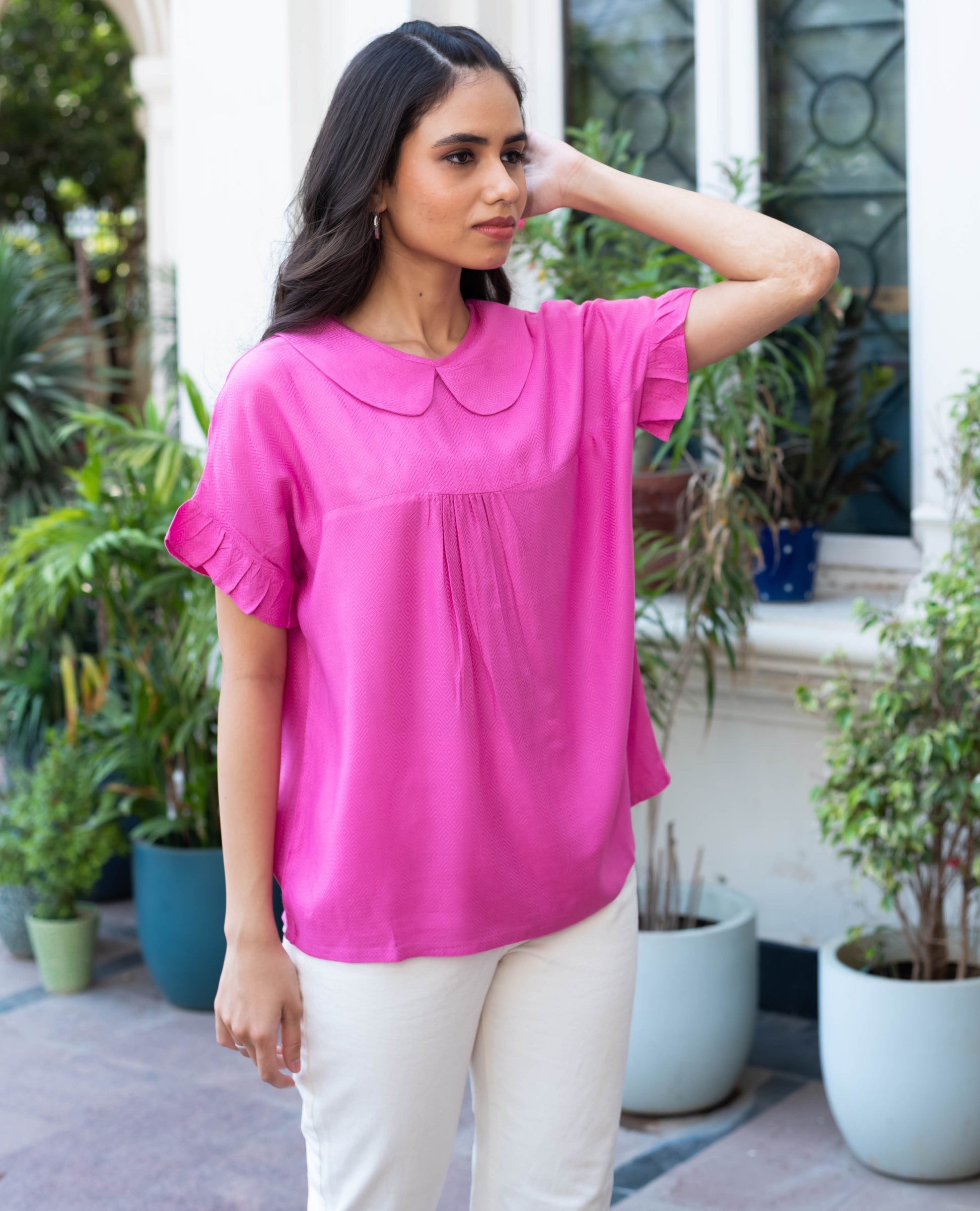 Petal Pink Ruffle Sleeve Top