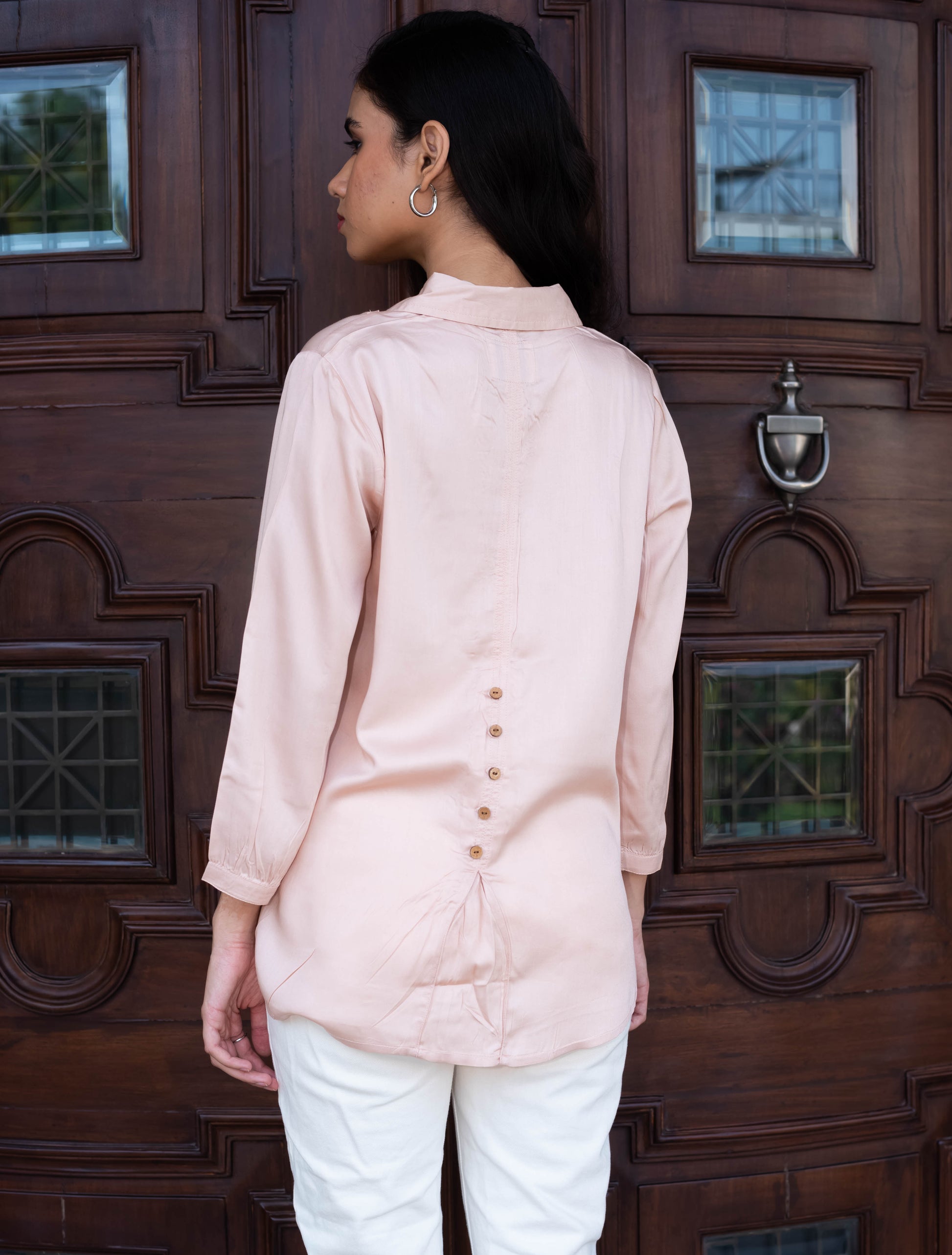 Blush Pink Solid Button-Down Shirt