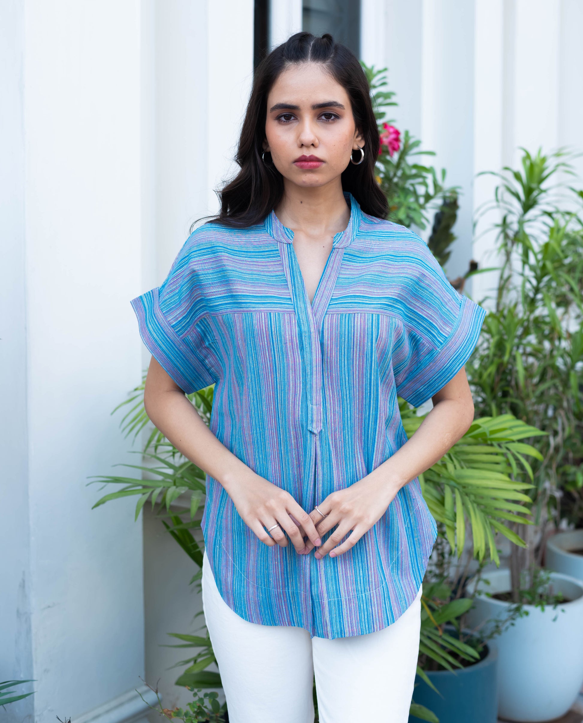 Ocean Breeze Multicolor Striped Short Sleeve Shirt