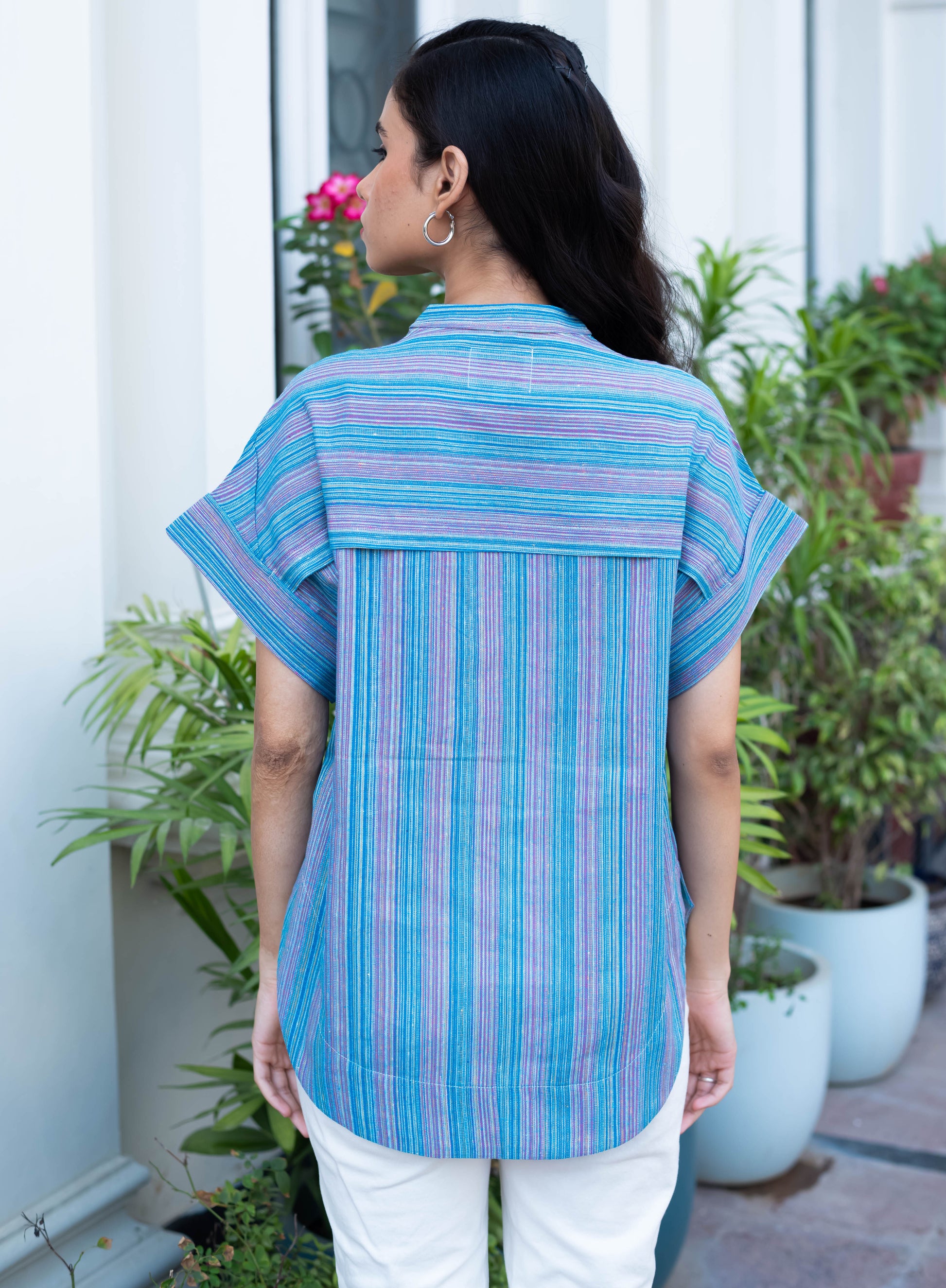 Ocean Breeze Multicolor Striped Short Sleeve Shirt