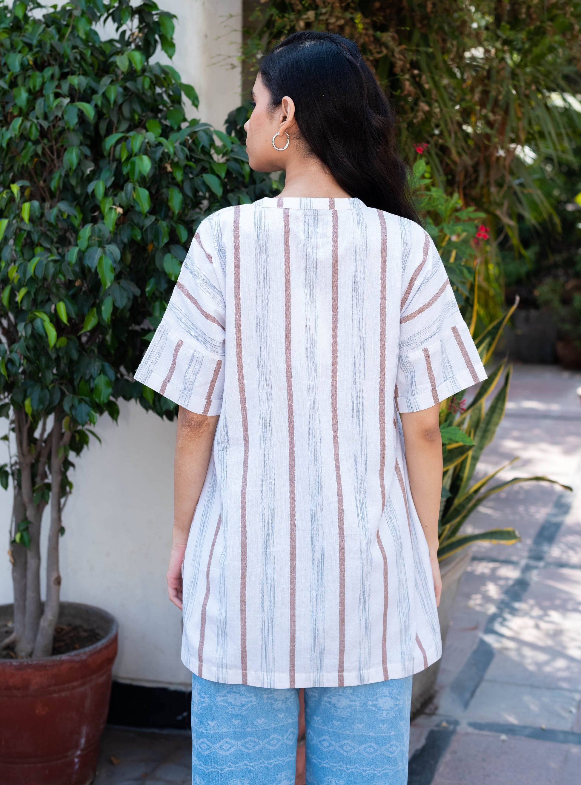 Earthy Stripe Relaxed Fit Cotton Tunic