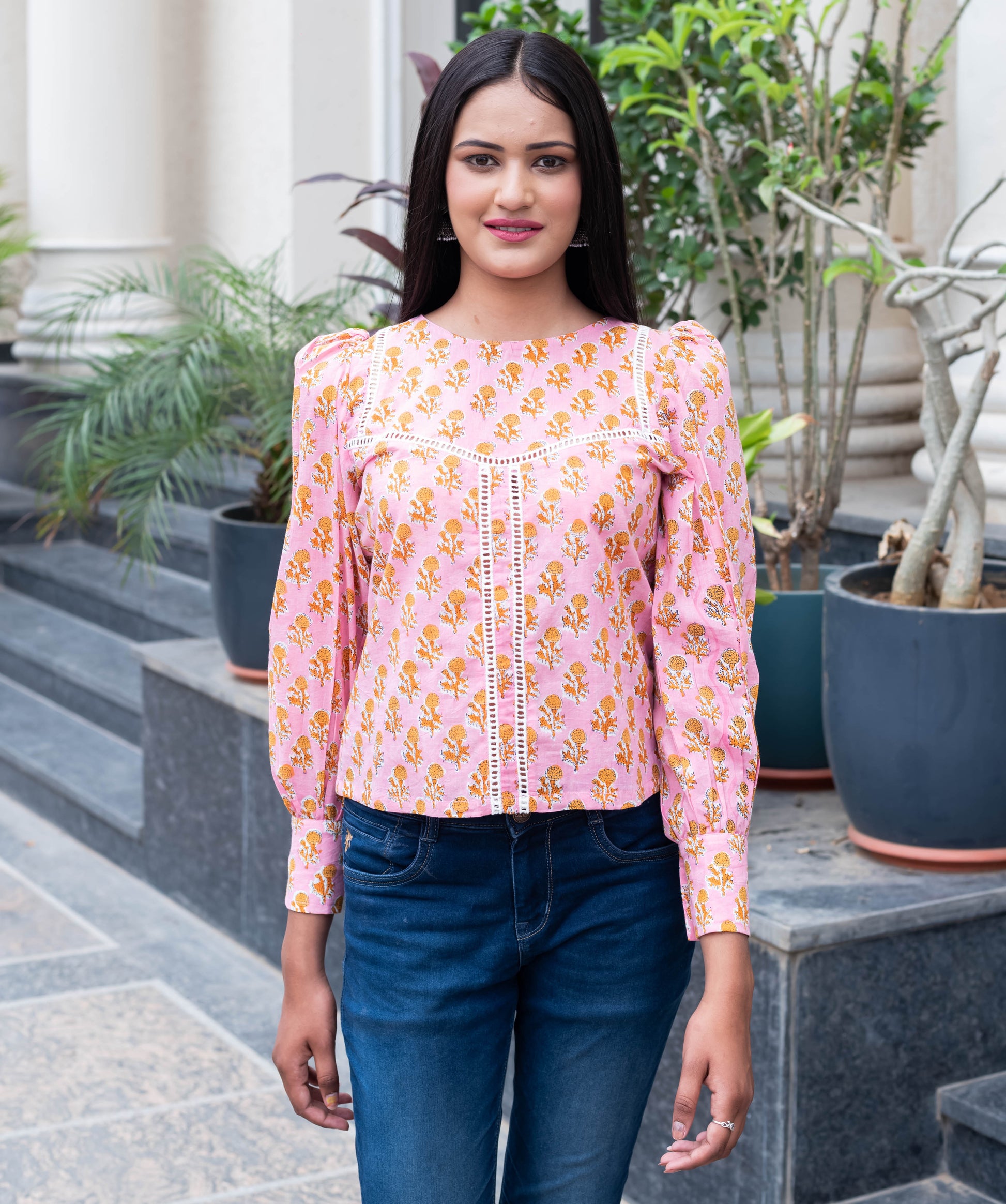 Blush Garden Lace Detail Top