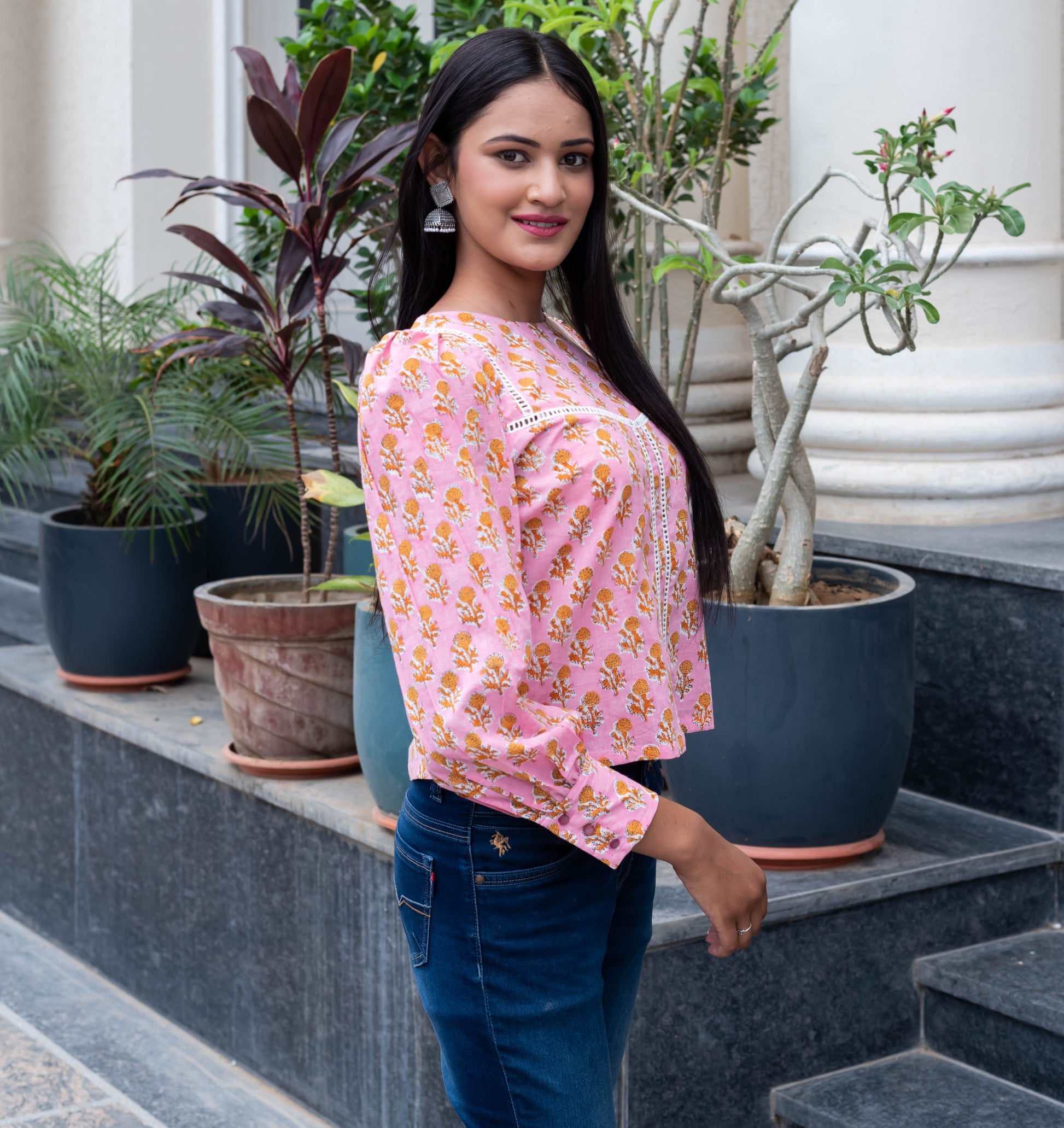 Blush Garden Lace Detail Top