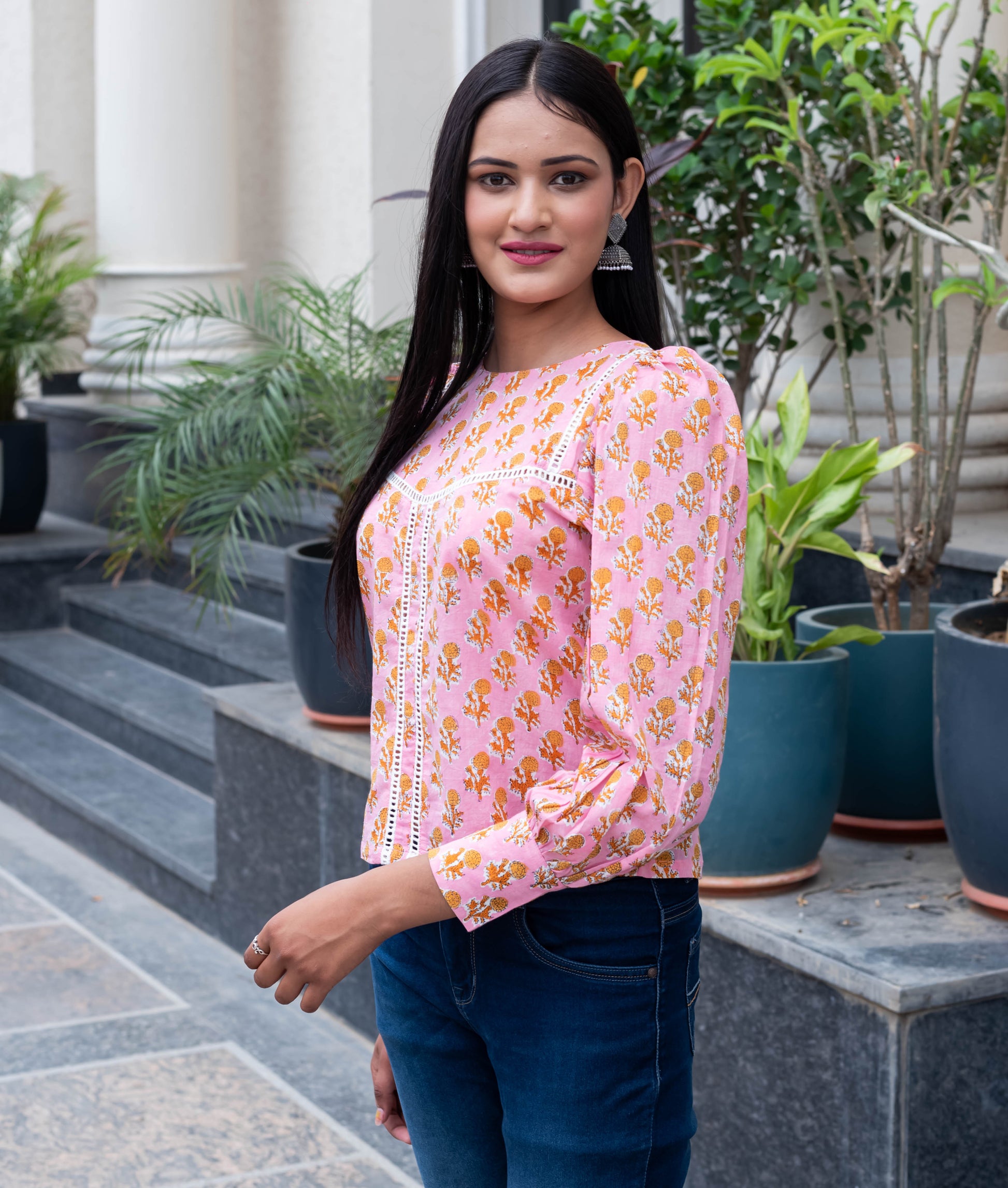 Blush Garden Lace Detail Top
