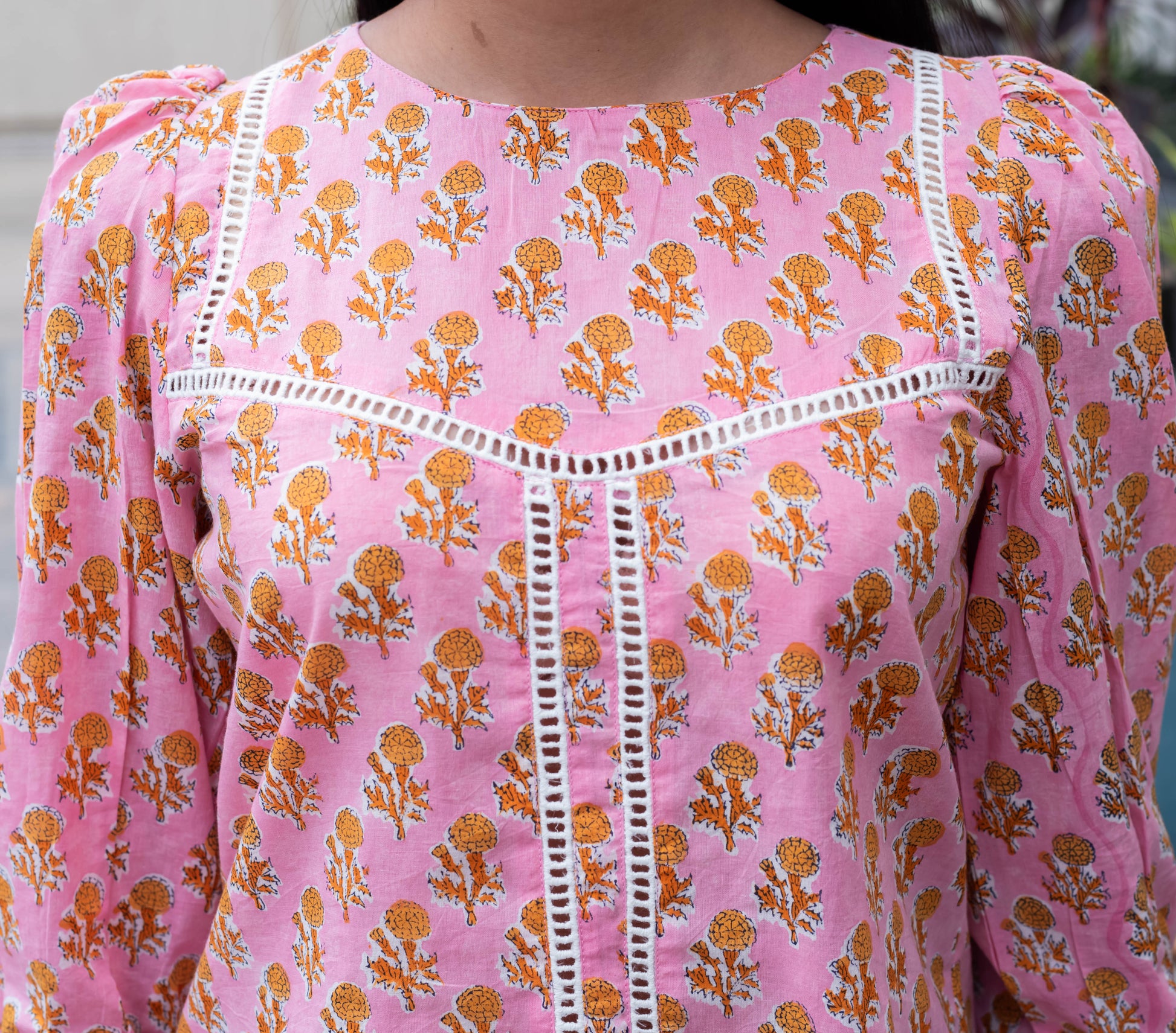 Blush Garden Lace Detail Top
