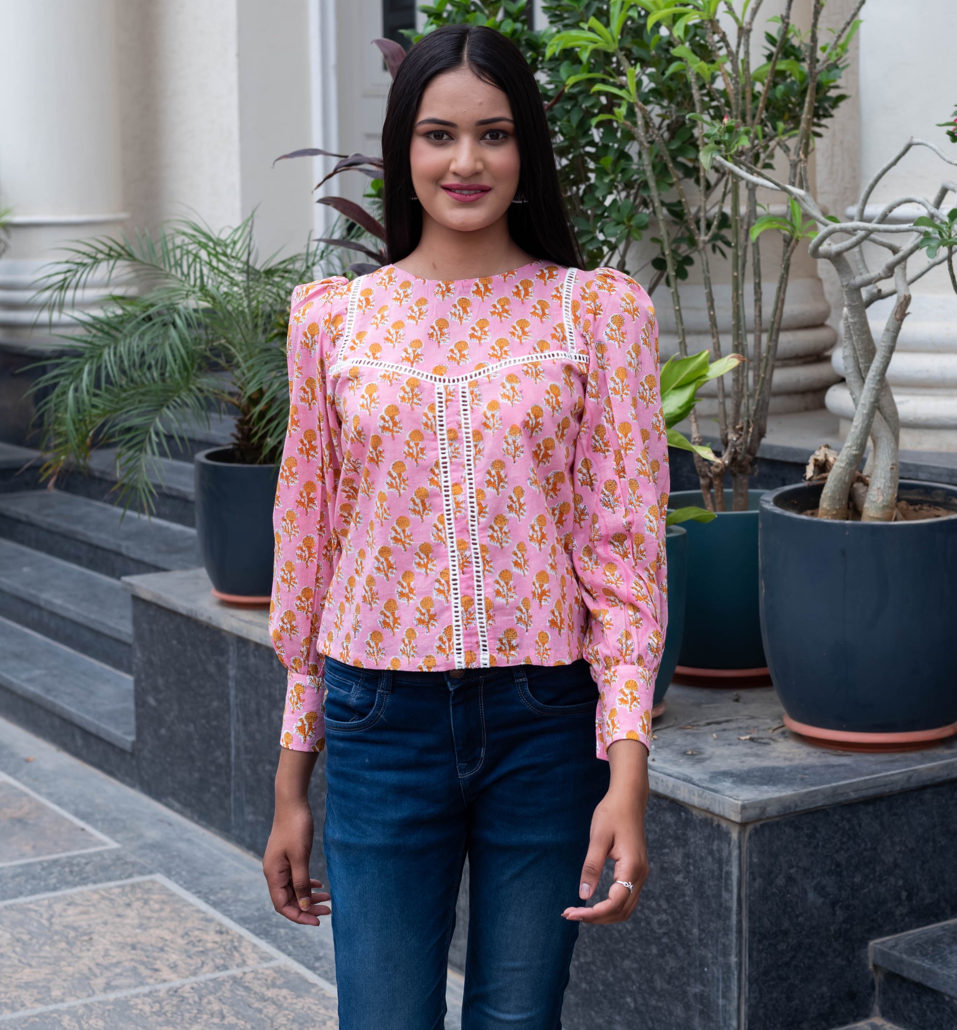 Blush Garden Lace Detail Top