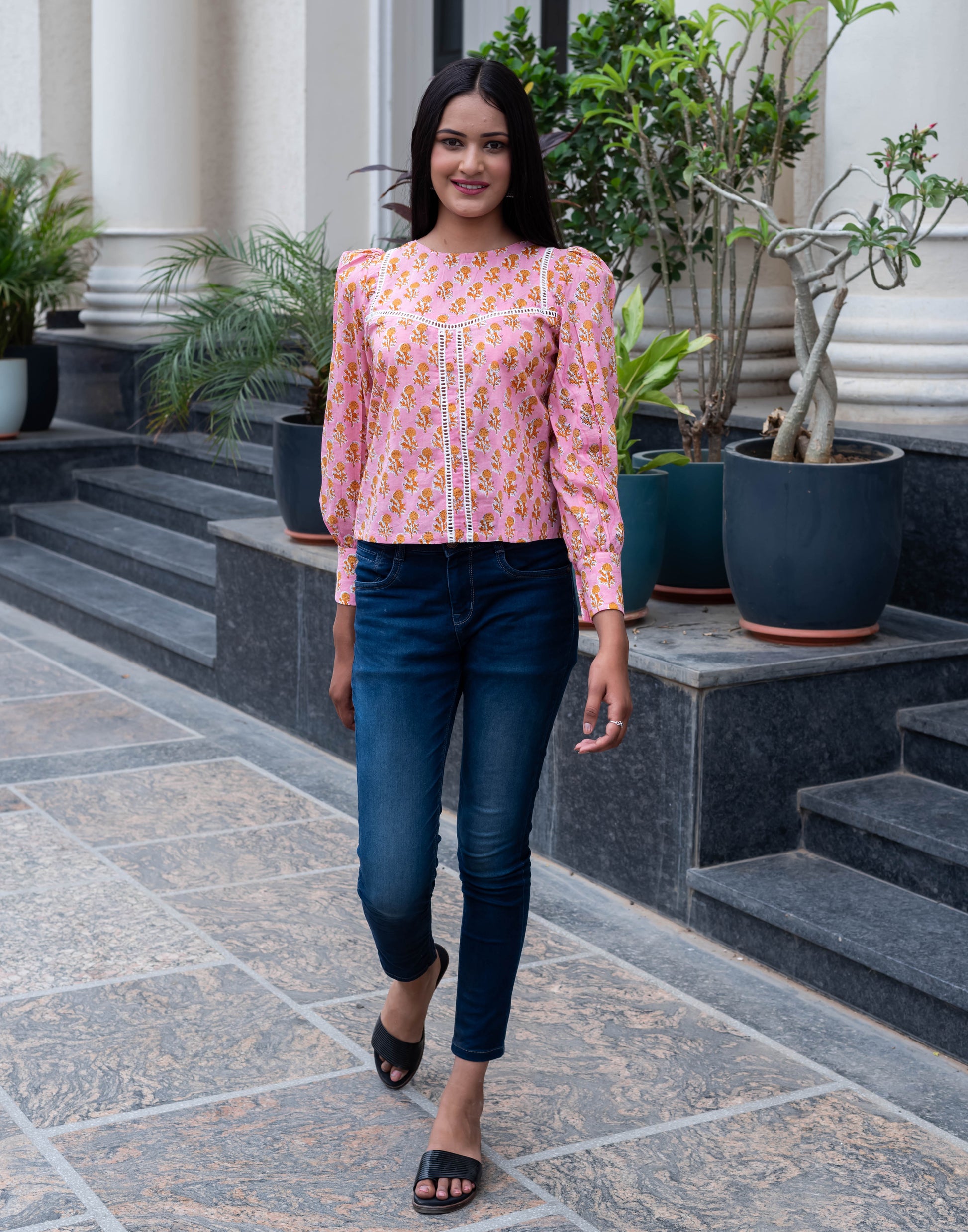 Blush Garden Lace Detail Top