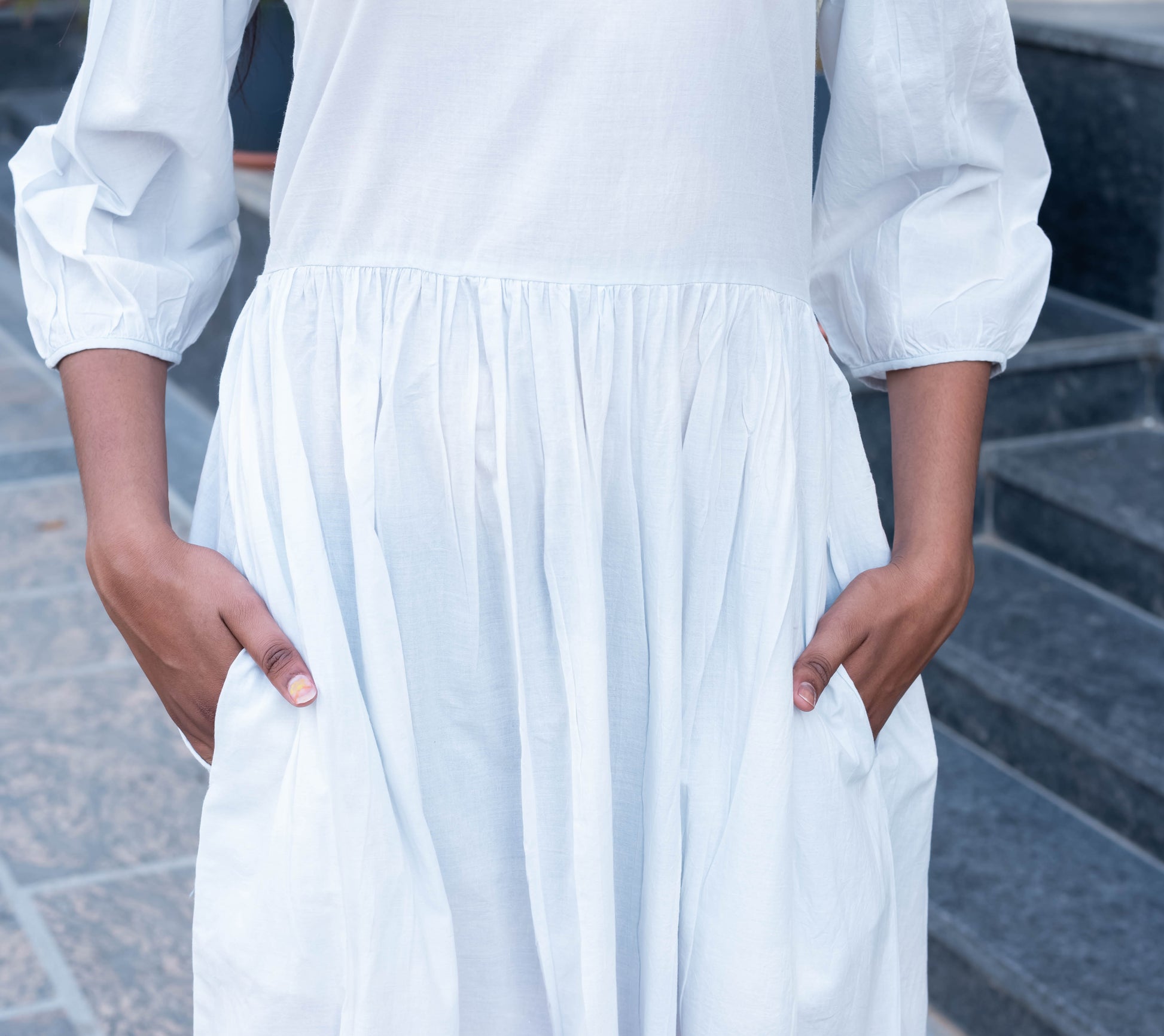 Elegant White & Pink Ombre Midi Dress